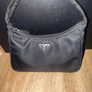 Prada Black Nylon Handbag with Silver Logo